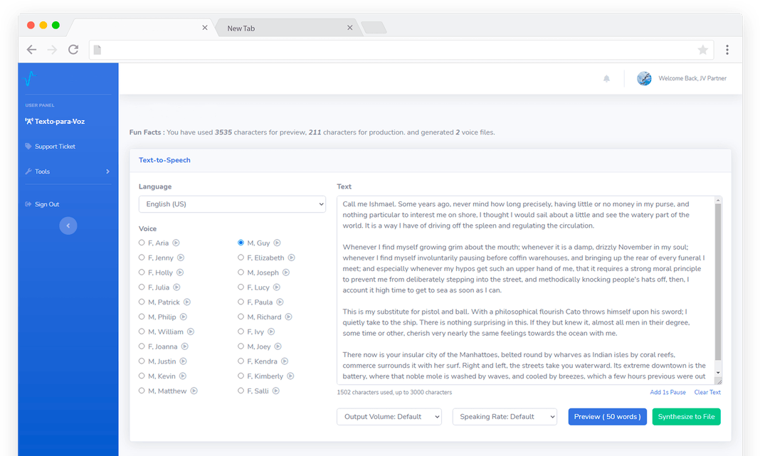 Interface do VoiceAI Pro